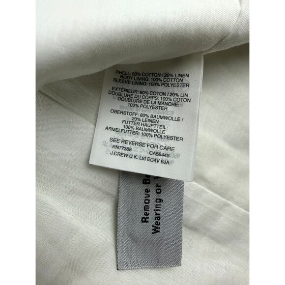 NWT J. Crew Women's Cotton Linen Blazer Jacket 8 White One Button - Picture 4 of 8